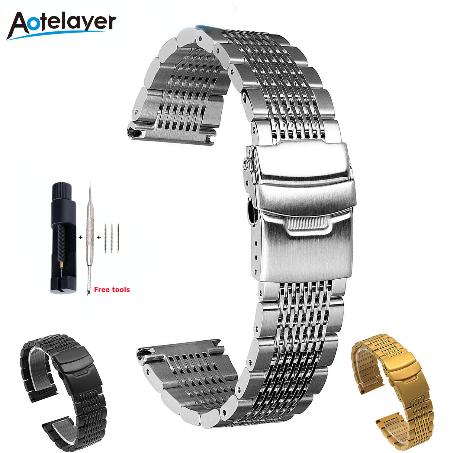 Stainless Bracelet Diver - 18mm 20mm 22mm 24mm cinturino per